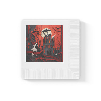 Halloween Night Scene White Coined Napkins
