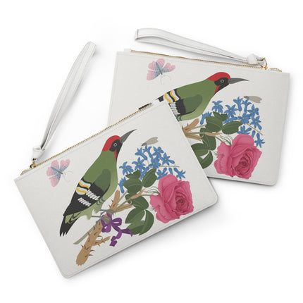 Woodpecker & Rose Clutch Bag – Charming Beauty & Refined Simplicity
