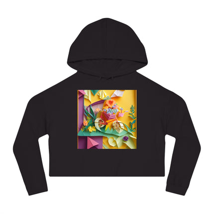 Origami Bicycle Women’s Cropped Hooded Sweatshirt
