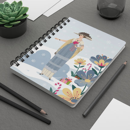 🌹❄️ The Lady Of The Winter Rose Walk Spiral Notebook – Art Deco Holiday Fantasy