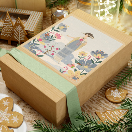 🌹❄️ The Lady Of The Winter Rose Garden Kiss-Cut Sticker – Art Deco Holiday Fantasy