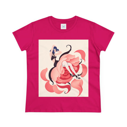 🌹🖤 The Lady Of The Blushing Rose Cotton Tee – Art Deco Fashion Illustration