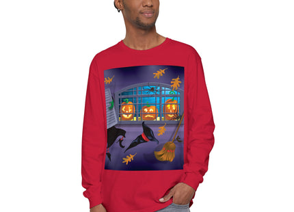 Whimsical Halloween Mischief Unisex Garment-dyed Long Sleeve T-Shirt