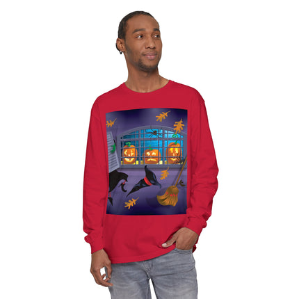 Whimsical Halloween Mischief Unisex Garment-dyed Long Sleeve T-Shirt