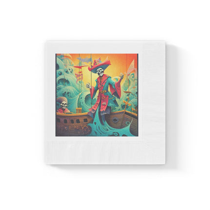 Skeleton Crew of the Misty Seas White Coined Napkins