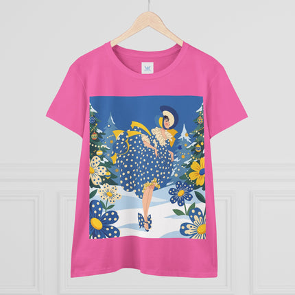 ❄️💙 The Bluebell Christmas Promenade Cotton Tee – Art Deco Holiday Elegance