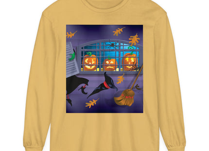 Whimsical Halloween Mischief Unisex Garment-dyed Long Sleeve T-Shirt
