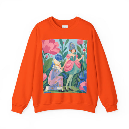 🌸🎭 The Garden Masquerade Crewneck Sweatshirt – Art Deco Floral Whimsy