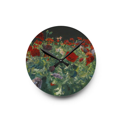 Poppies (A Study of Poppies for Carnation, Lily, Lily, Rose) by John Singer Sargent Acrylic Wall Clock, Round and Square
