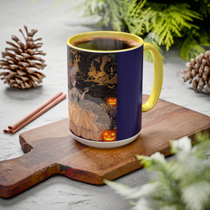 🌙🎃 The Moonlit Parlor Masquerade Colorful Mug – Elegant Halloween Romance