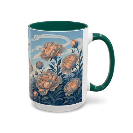 ☔🌸 The Grand Floral Journey Colorful Mug – Art Deco Travel Elegance