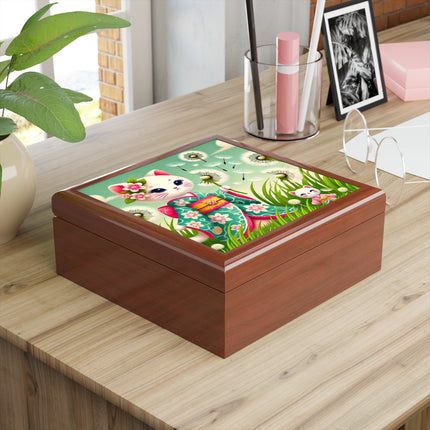 Geisha Kitten and the Dandelion Wish Jewelry Box