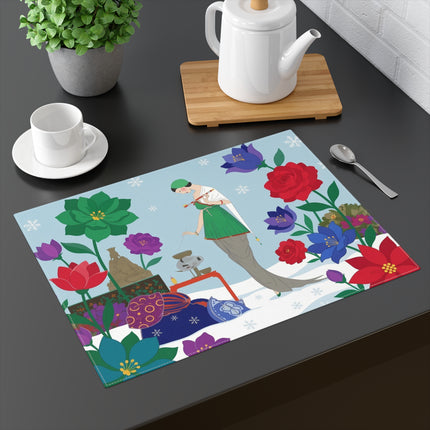🪷❄️ The Winter Incense Garden Placemat – Art Deco Holiday Serenity