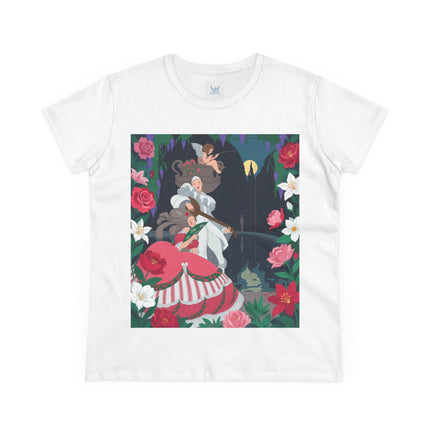 🌹🎶 The Midnight Garden Serenade Cotton Tee – Art Deco Romantic Fantasy