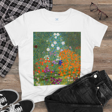Cottage Garden by Gustav Klimt Women's Midweight Cotton Tee
