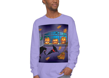 Whimsical Halloween Mischief Unisex Garment-dyed Long Sleeve T-Shirt