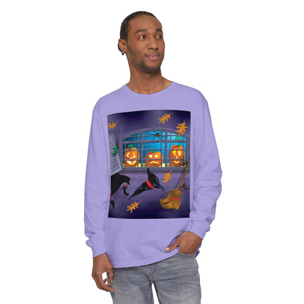 Whimsical Halloween Mischief Unisex Garment-dyed Long Sleeve T-Shirt