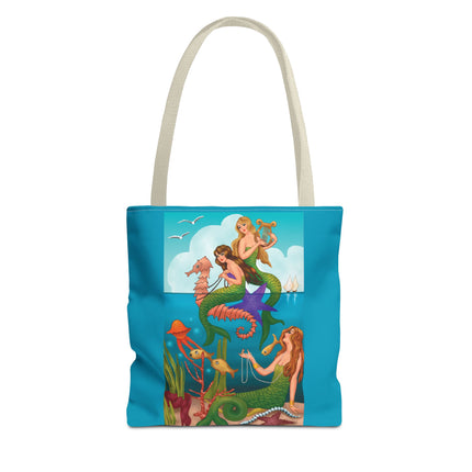 Three Mermaids with Strings of Pearls by Carlo Chiostri Tote Bag (AOP)