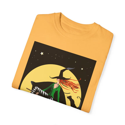 A Witch’s Moonlit Flight Unisex Garment-Dyed T-shirt