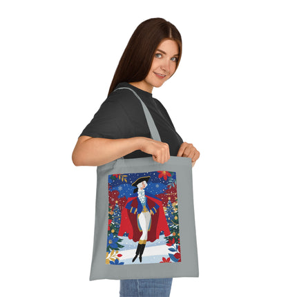 🎄🎭 The Christmas Masquerade Lady Cotton Tote Bag – Art Deco Holiday Glamour