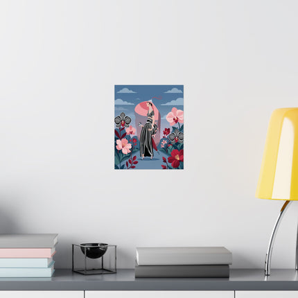 🌸🖤 The Lady Of The Striped Orchid Matte Vertical Poster – Art Deco Floral Elegance