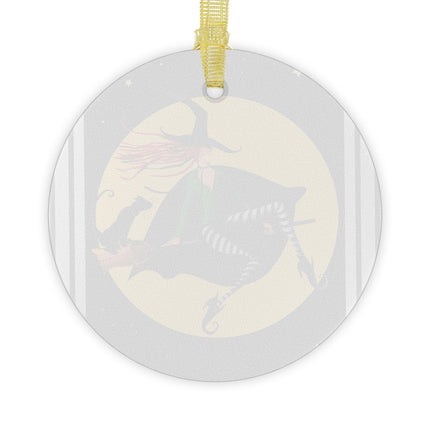 A Witch’s Moonlit Flight Glass Ornament