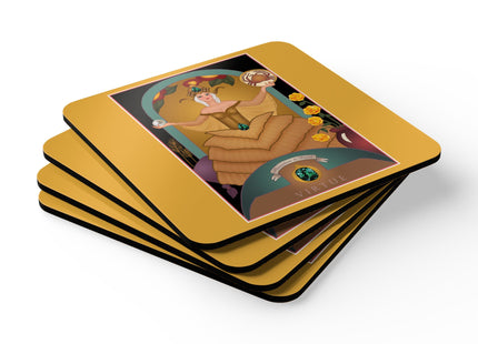 Gemini Zodiac Design – June & Pearl, Alexandrite by Sofia Chiostri | Corkwood Coaster Set