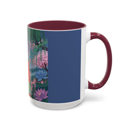 The Lady Of The Cherry Blossoms Colorful Mugs – Art Deco Spring Elegance