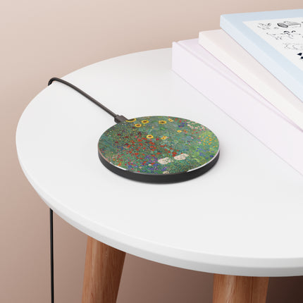 Farm Garden with Sunflowers by Gustav Klimt Wireless Charger