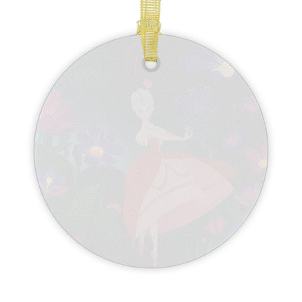 🌙🌺 Moonlight Waltz Among The Blossoms Glass Ornament – Art Deco Floral Enchantment