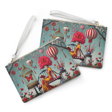 Reading In A Painted Garden Clutch Bag