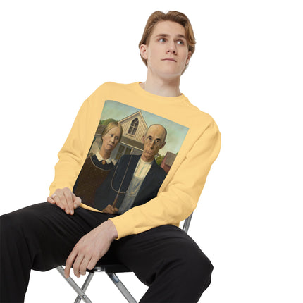 American Gothic by Grant Wood Unisex Garment-Dyed Sweatshirt
