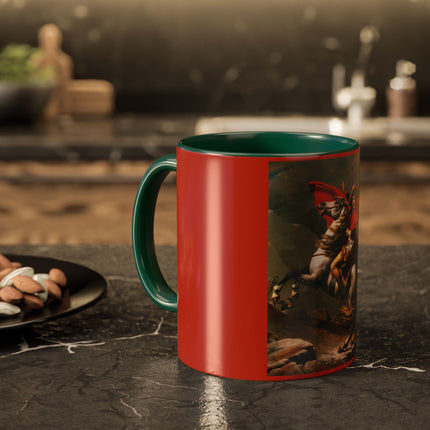 Napoleon Crossing the Alps by Jacques-Louis David Colorful Mugs (11oz, 15oz)