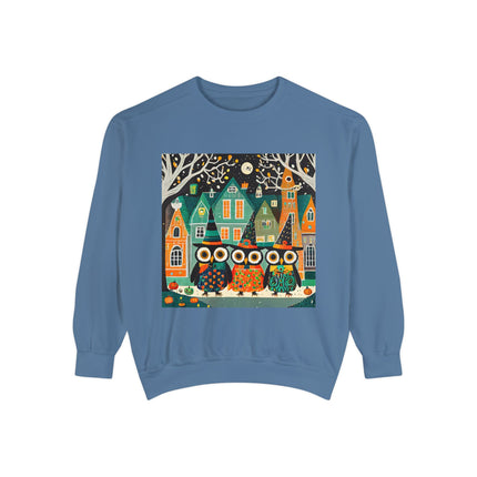 Night of the Trick-or-Treating Owlets Unisex Garment-Dyed Sweatshirt