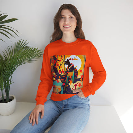 Black Cat in Kimono Unisex Heavy Blend™ Crewneck Sweatshirt