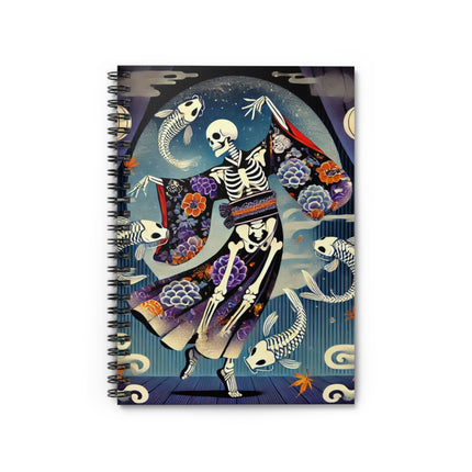 Skeleton Kabuki Performer Spiral Notebook - Ruled Line