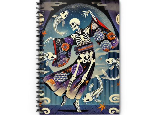 Skeleton Kabuki Performer Spiral Notebook - Ruled Line
