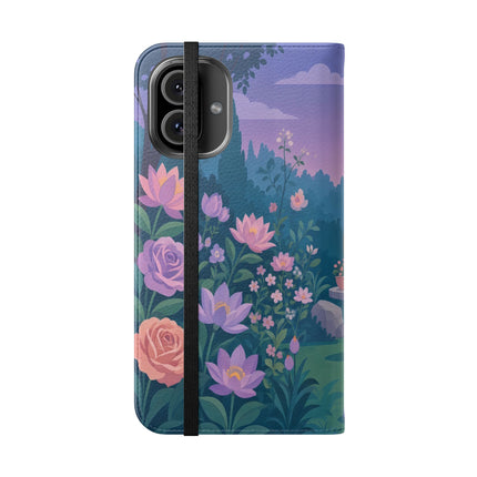 🌸🐶 The Grand Garden Dressing Flip Case – Art Deco Floral Elegance
