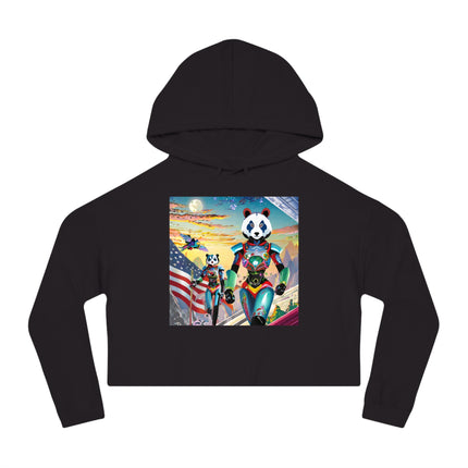 Cyber Punk Robots Cropped Hooded Sweatshirt