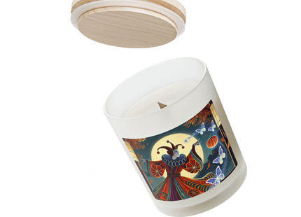 Court Magician with Ghost Butterflies Frosted Glass Candle, 11oz