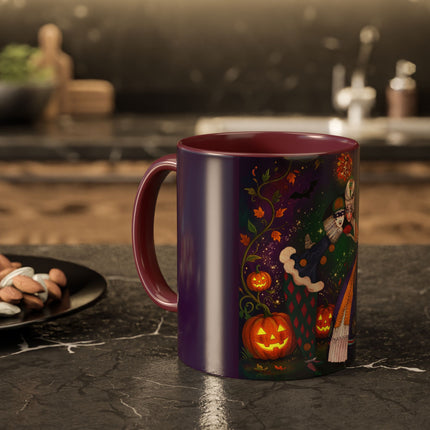 🎭🎃 The Masquerade Beneath The Pumpkin Lantern Colorful Mug – Theatrical Halloween Charm