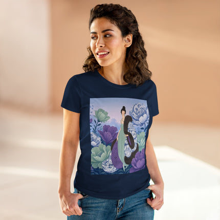 💜🌸 The Lavender Porcelain Garden Cotton Tee – Art Deco Fashion Elegance