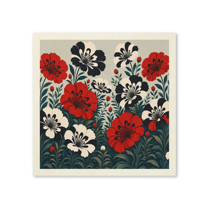 🌺🖤 The Scarlet And Ivory Blossom Garden Napkins – Elegant Botanical Floral Art