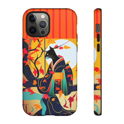 Black Cat in Kimono Phone Cases