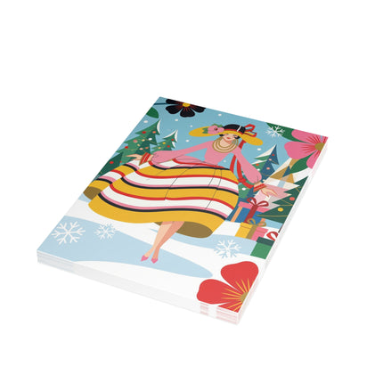 🌸🎁 The Lady Of The Christmas Flower Garden Greeting Card – Art Deco Holiday Fantasy