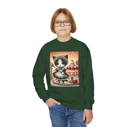 Patisserie Kitten Youth Crewneck Sweatshirt – Sweet Charm, Cozy Comfort & Storybook Delight