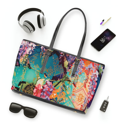 Golden Wisteria Symphony PU Leather Shoulder Bag