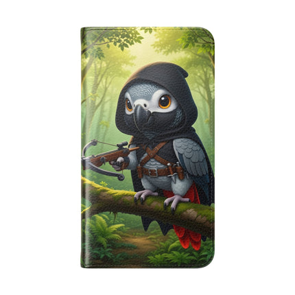 🪶🌲 The African Grey Sentinel Flip Case – Quiet Strength & Woodland Adventure