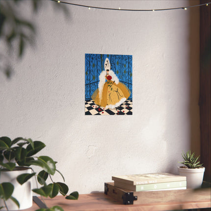🎭🌹 The Lady Of The Masquerade Rose Matte Vertical Poster – Art Deco Fashion Whimsy