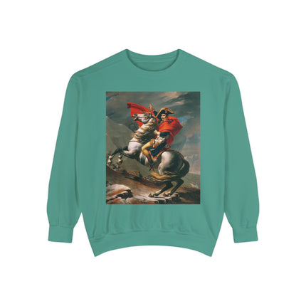 Napoleon Crossing the Alps by Jacques-Louis David Unisex Garment-Dyed Sweatshirt